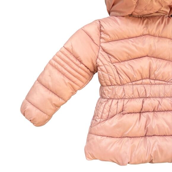 MICHAEL MICHAEL KORS Pink Little Girl’s Belted Hooded Puffer Coat Size 3T Fur - Picture 10 of 10